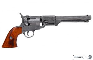 Replika-ase Colt Navy revolveri harmaa.