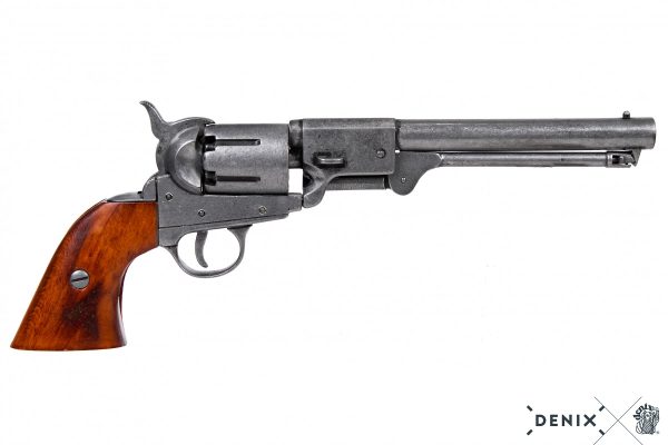 Replika-ase Colt Navy revolveri harmaa.