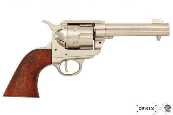 Replika-ase Colt Peacemaker revolveri nikkeli.