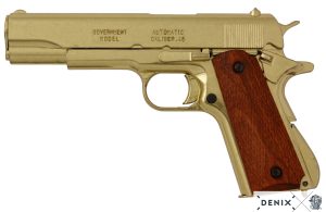 Kultainen ase Colt 1911-A1 pistooli Denix-replika-ase.