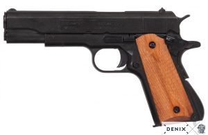 Replika-ase Denix Colt 1911-A1 pistooli Double Diamond-kahvoilla.