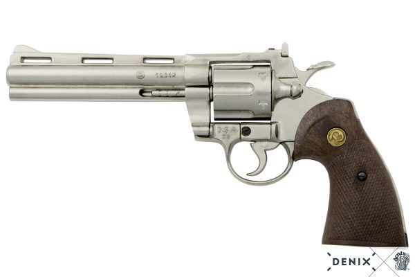 Replika-ase niklattu revolveri Colt Python .357 Magnum.