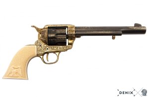 Replika-ase Villin Lännen revolveri Colt Peacemaker Cavalry kaiverrettu.