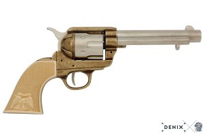 Replika-ase Denix Villin Lännen revolveri Colt Peacemaker nikkeli / messinki.